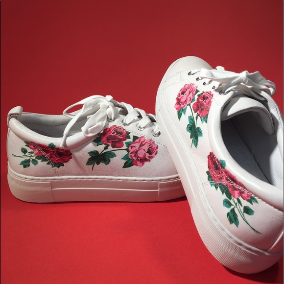 NIB J/Slides Leather Floral Sneakers - Picture 2 of 6